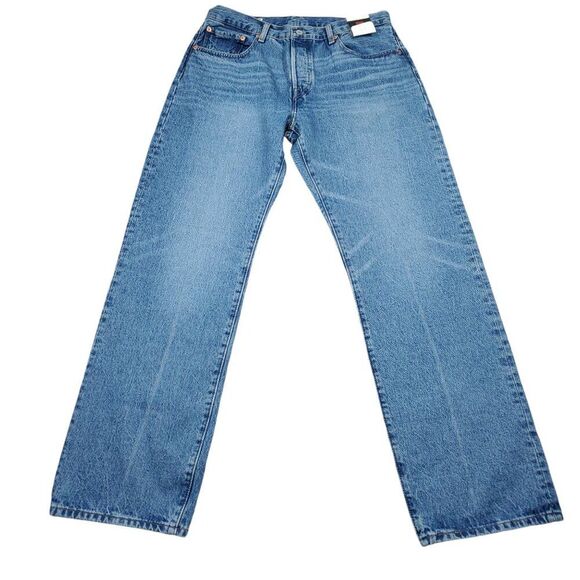 Levi's Premium 501 '90s Straight Baggy Jeans Blue Women's Size 30 x 32 Y2K Loose - Picture 2 of 12